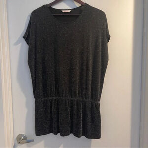 Top tunic XL shorts sleeves small sparkly Camaieu black elastic waist